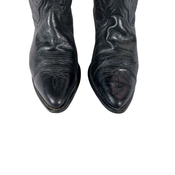 ACME! BLACK GENUINE LEATHER FANCY STITCHED WESTERN COWBOY POINTY BOOTS! SZ 7.5M - Picture 5 of 11